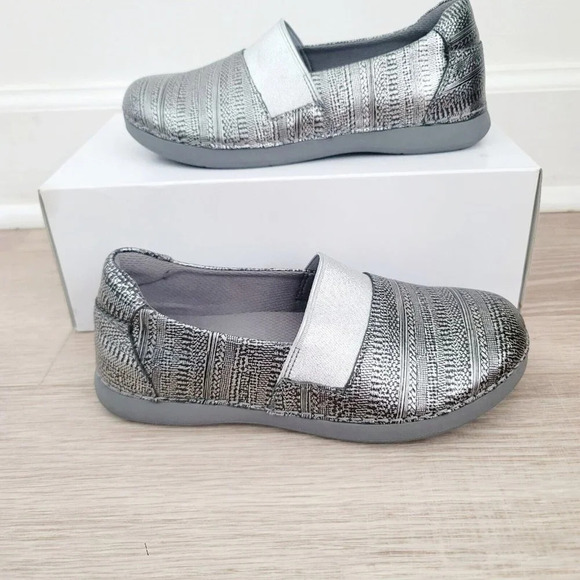Alegria Glee Chain Mail Grey Gray Black Slip On Athletic Leather Shoes 35 5 5.5 - Picture 2 of 11